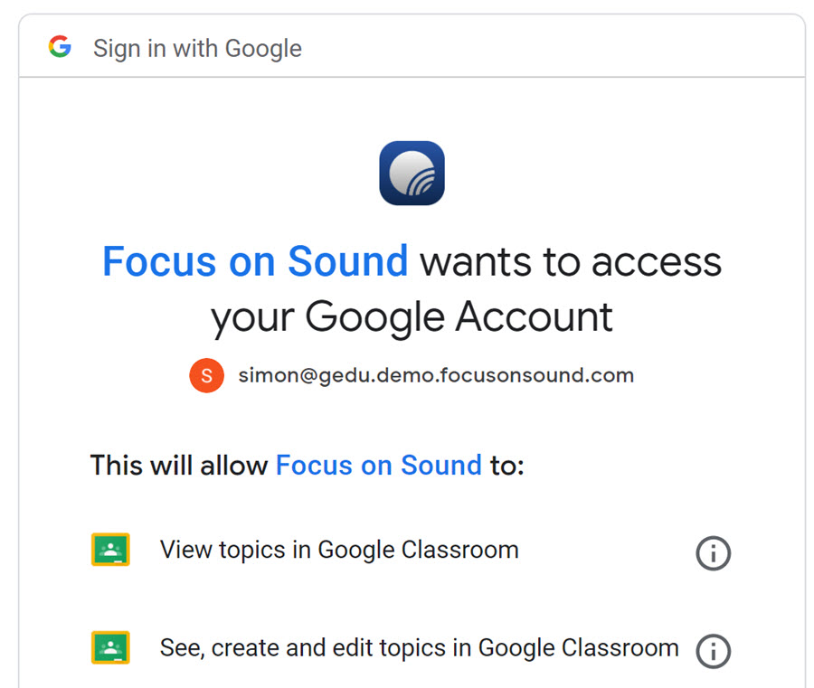 Google Classroom login - Focus on Sound, Music Education Software